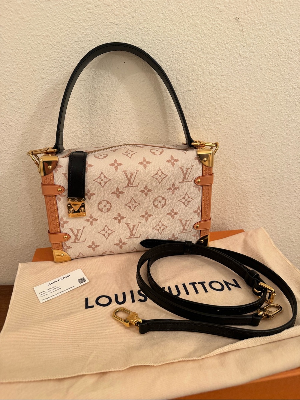 Louis Vuitton Side Trunk PM Monogram White Pink Black Bag Full Set